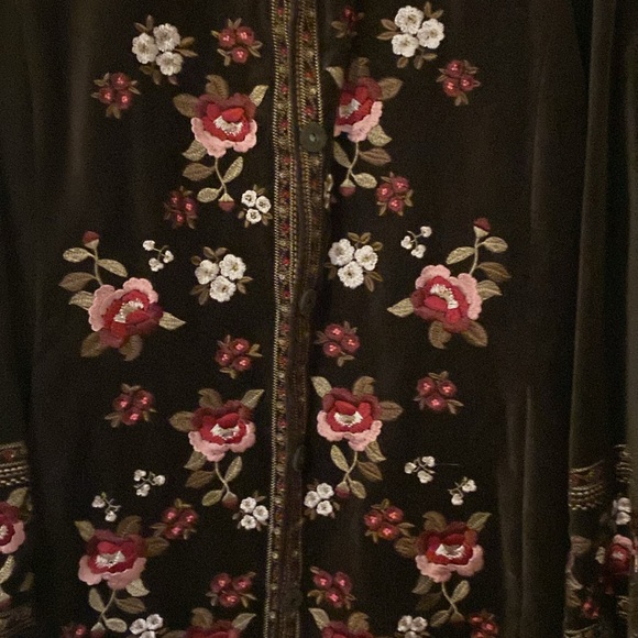 Nygard Medium Length Brown Embroidered Coat/Jacket Size 8 - Picture 2 of 9